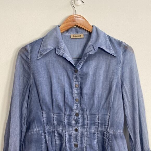 Saga Blouse Lightweight Cotton Silk Boho Beachy Size 0 - Picture 3 of 11